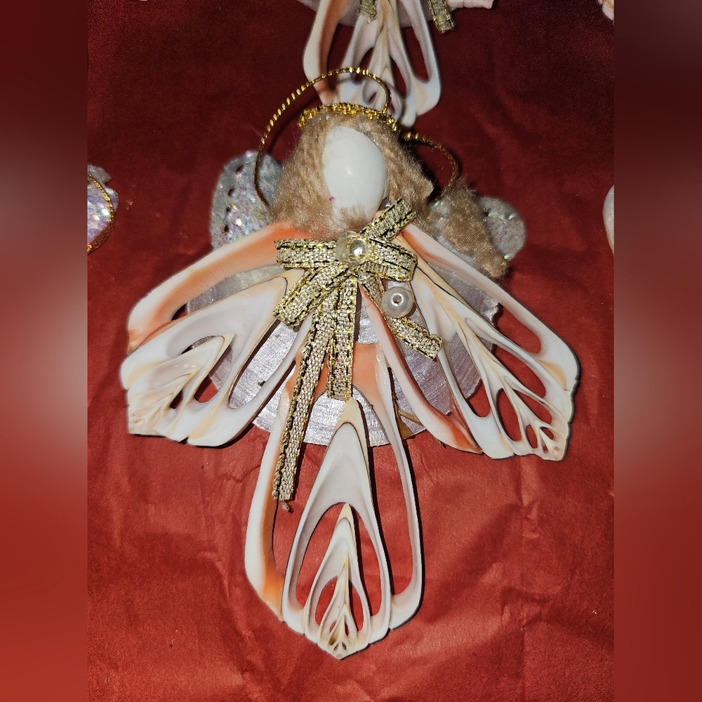 Seashell Folk Art Ornaments Lot Of 10 Beach Ocean Decor Native Angels Phillipine - Picture 6 of 14